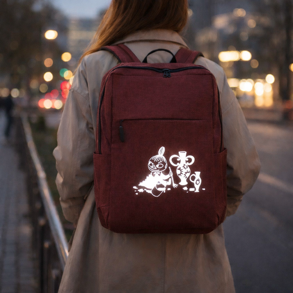 Moomin by KiOma reflective Moomin backpack for a laptop and USB connection, red, Little My