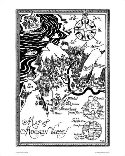 Moomin poster, Map 24x30, In English Black/white