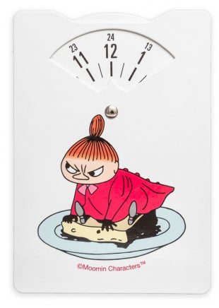 Moomin parking disc, Little My on a plate