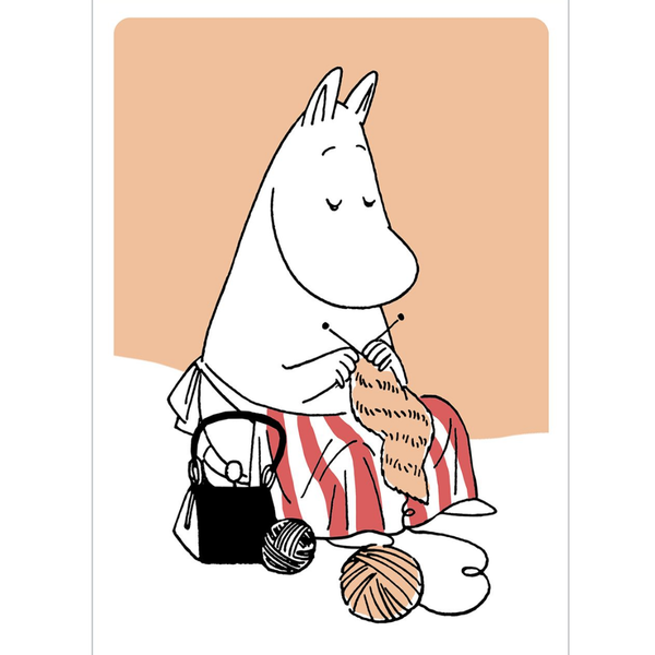 Letterpress Moomin Postcard: Moominmamma Knitting
