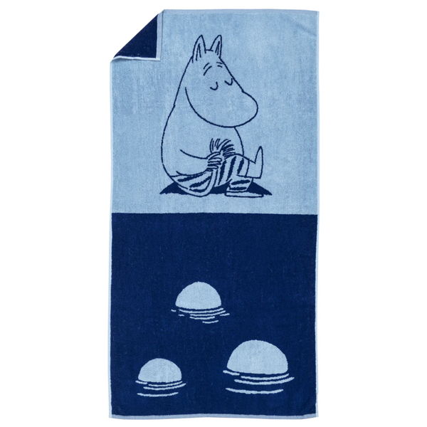 Moomintroll on the Beach Bath Towel, Dark Blue