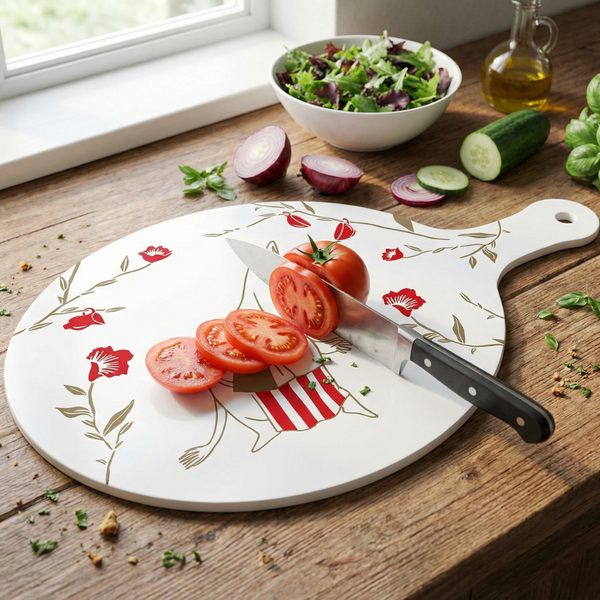 Serving platter / cutting board with a handle, Moomin Teatime