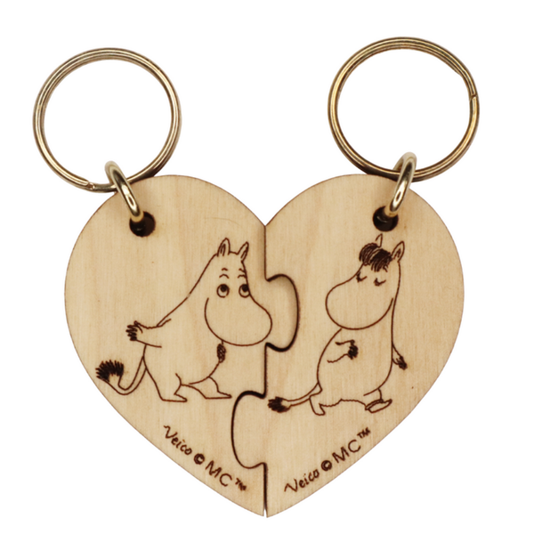 Moomin Snorkmaiden and Moomintroll Bowing Keyring, Heart Halves