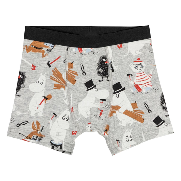 Kids' Moomin Builders Boxers 2-pack, Black and Grey