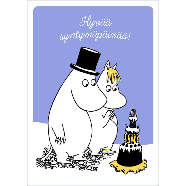 Moomin Birthday Card: Moominpappa, Snorkmaiden and Cake