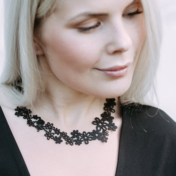 Coruu Little My Floral Dance Necklace, Black