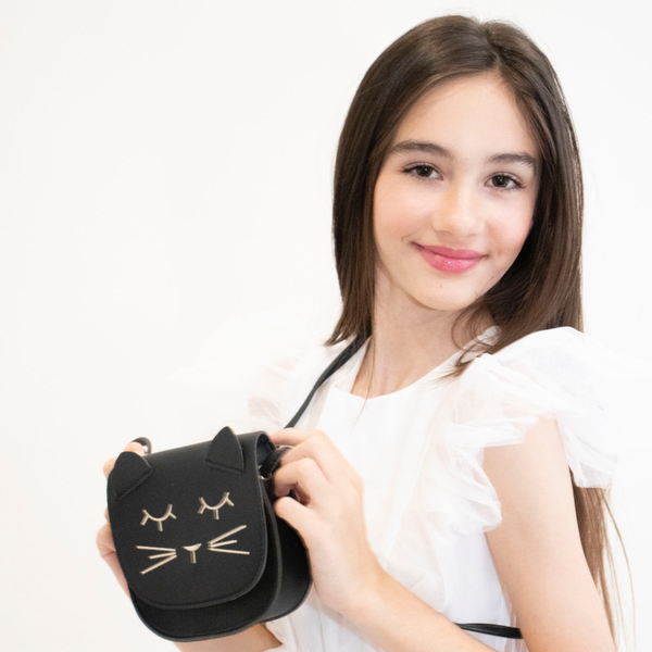 Yuko B. Mina Cat Children's Shoulder Bag &ndash; Black Cat
