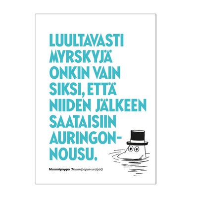 Moomin embossed greeting card 1-part, text: "Probably storms..."