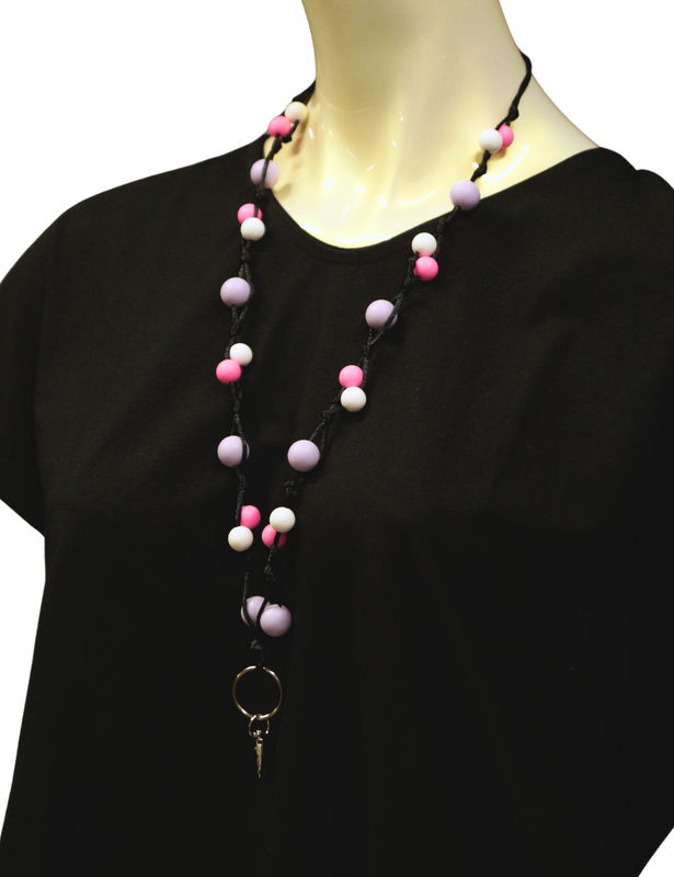 Ihanaiset key lanyard with a safety lock, pink/lavender