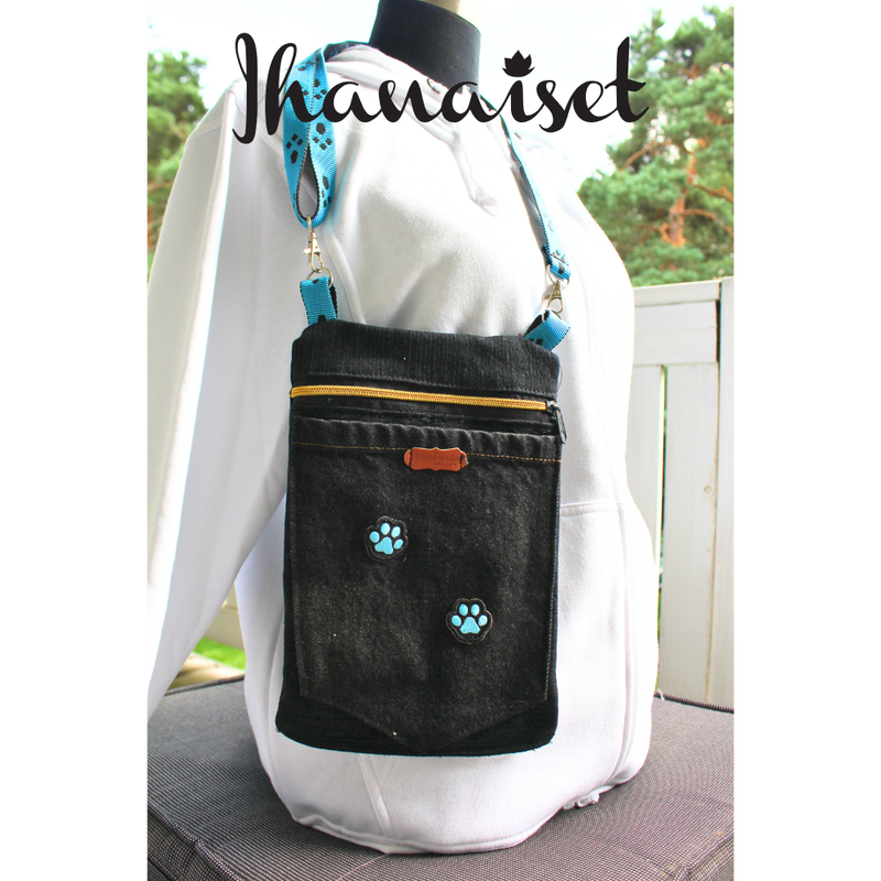 Ihanaiset&reg; Farkkulaukku "Siniset Tassut" (musta denim)