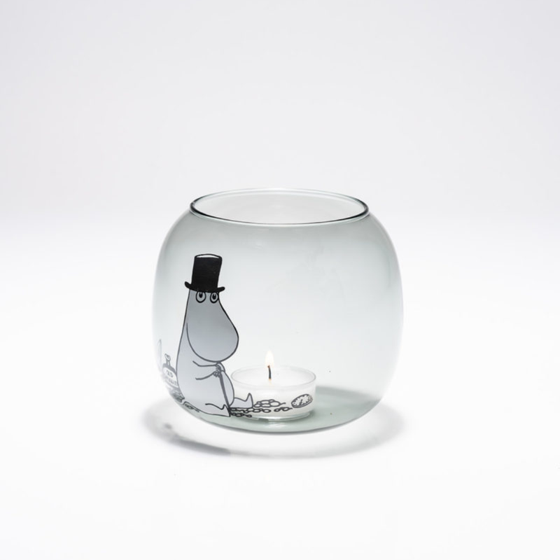 Muumi kynttil&auml;lyhty Muumipappa, harmaa