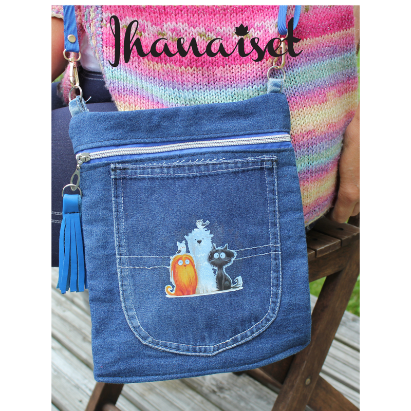 Ihanaiset&reg; Farkkulaukku Yst&auml;v&auml;llinen El&auml;inperhe (Sinisell&auml; olkaimella)