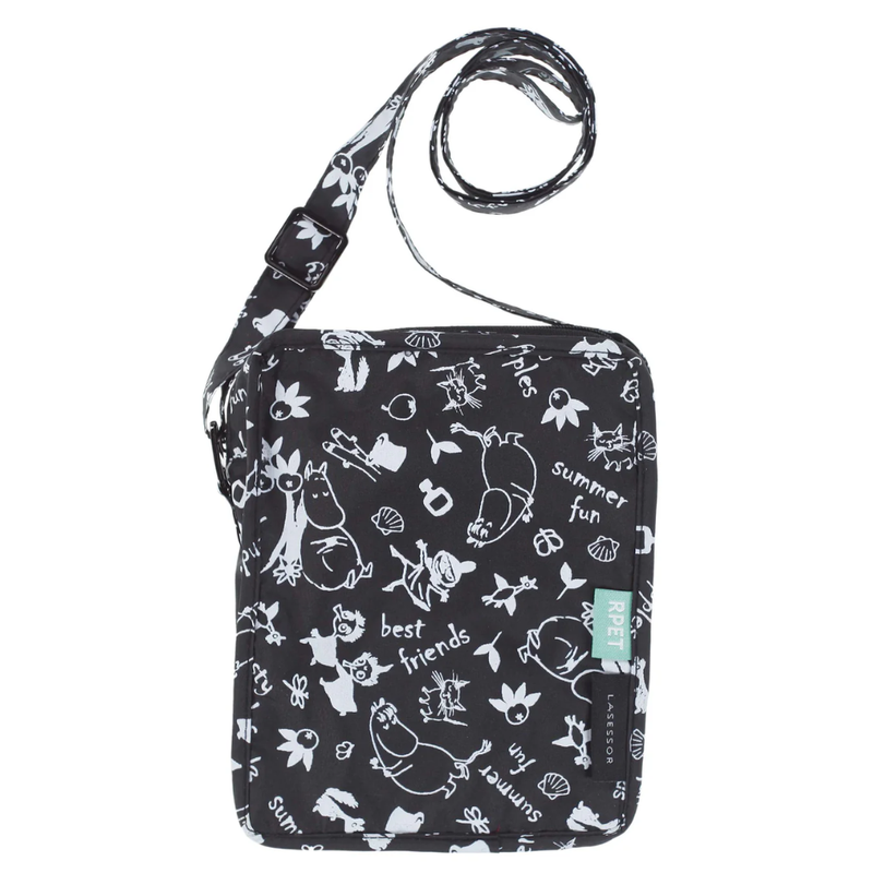 Lasessor Muumi Olkalaukku/Puhelinpussukka &ndash; Garden Black (Kierr&auml;tysmateriaali)