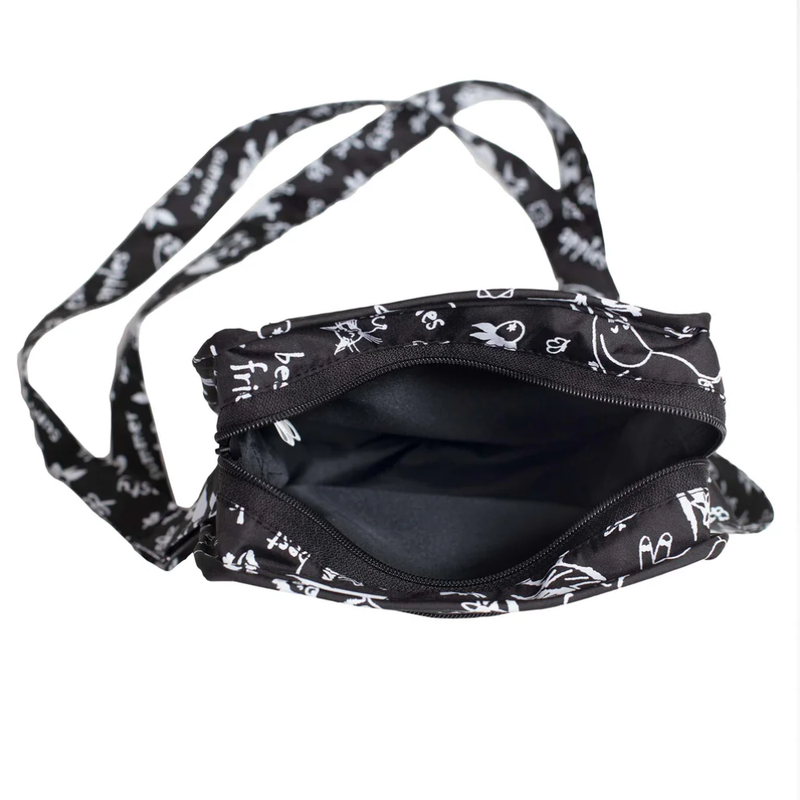 Lasessor Muumi Olkalaukku/Puhelinpussukka &ndash; Garden Black (Kierr&auml;tysmateriaali)